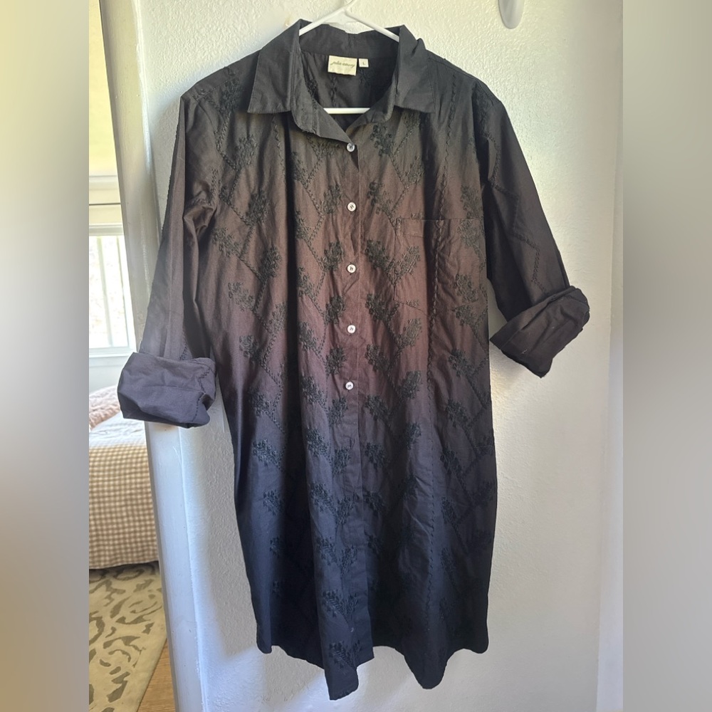 Black Button-Up Shirt Dress